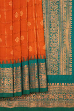 Image of Gadwal Silk Orange Saree