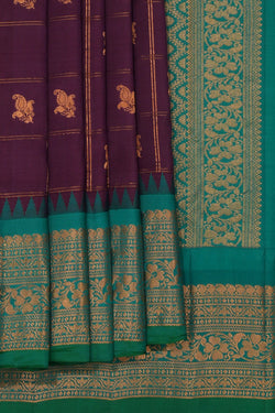 Image of Gadwal Silk Maroon Saree