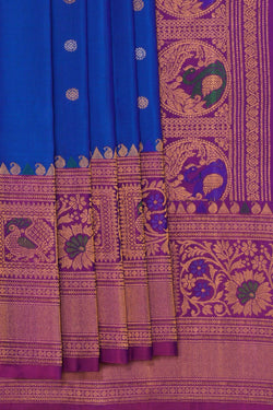 Image of Gadwal Silk Blue Saree