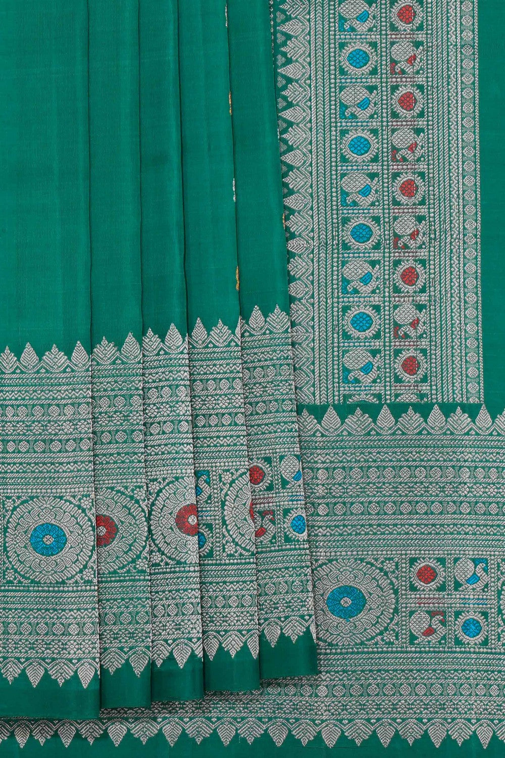 Gadwal Silk Teal Green Saree