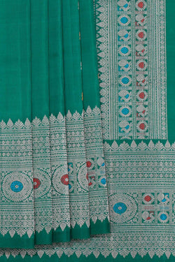 Image of Gadwal Silk Teal Green Saree