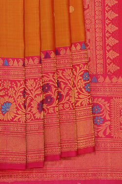 Image of Gadwal Silk Yellow Saree