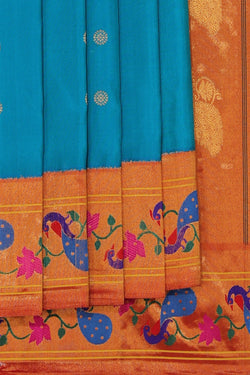 Image of Gadwal Silk Teal Blue Saree