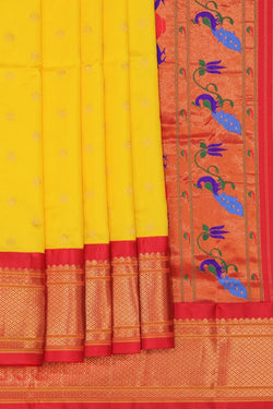 Image of Gadwal Silk Yellow Saree