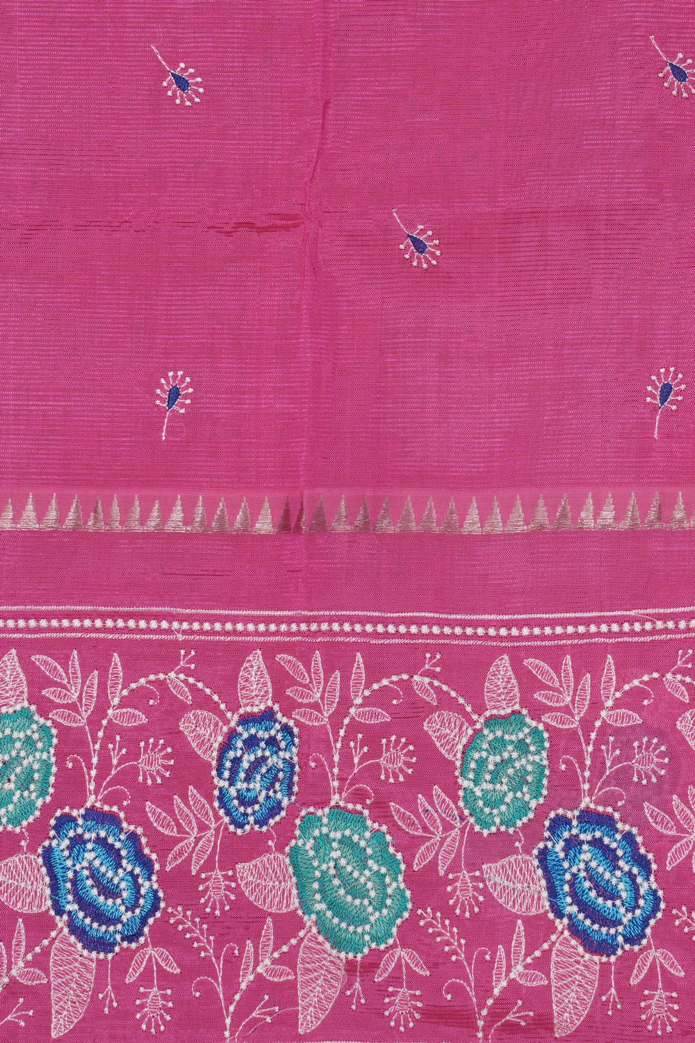 Mangalgiri Silk Embroidery Lotus Pink Saree