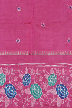 Image of Mangalgiri Silk Embroidery Lotus Pink Saree