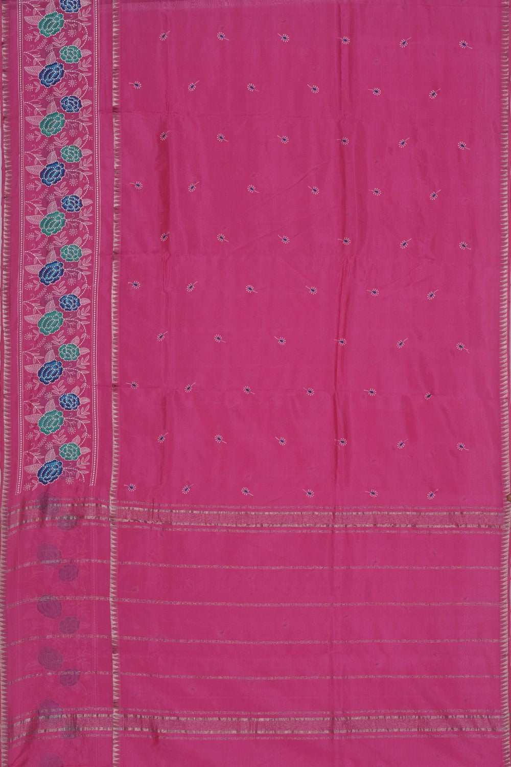 Mangalgiri Silk Embroidery Lotus Pink Saree