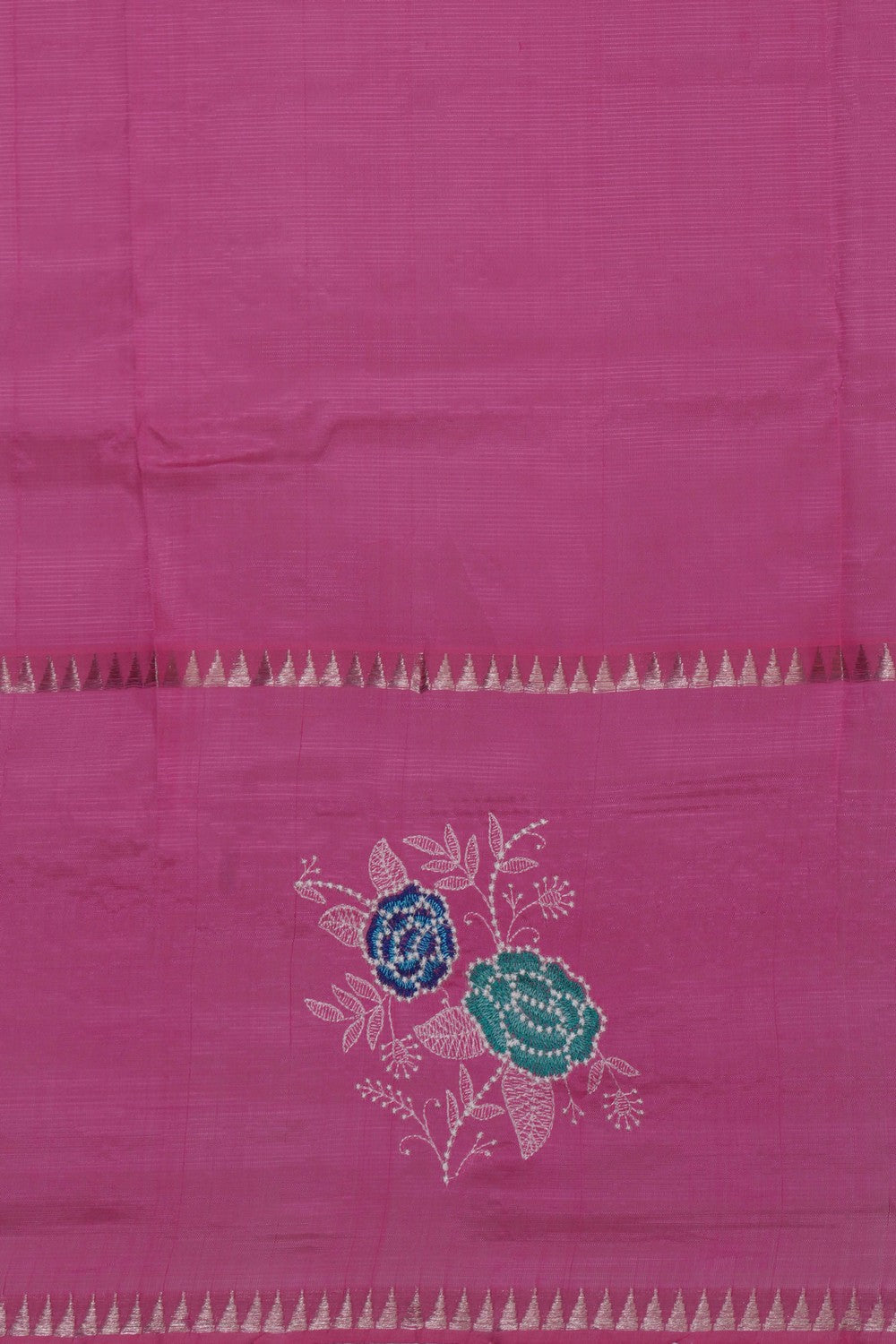 Mangalgiri Silk Embroidery Lotus Pink Saree