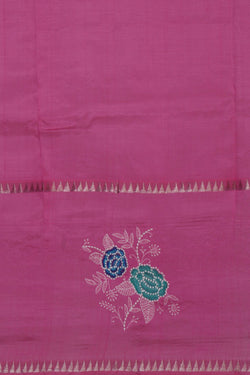 Image of Mangalgiri Silk Embroidery Lotus Pink Saree