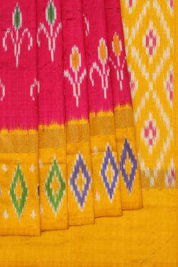 Image of Pochampally Ikat Silk Pink Saree