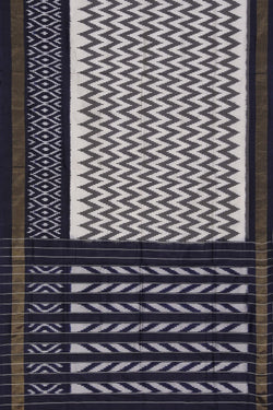 Image of Pochampally Ikat Silk Off-White Saree