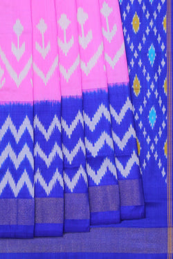 Image of Pochampally Ikat Silk Lotus Pink Saree