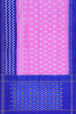 Image of Pochampally Ikat Silk Lotus Pink Saree