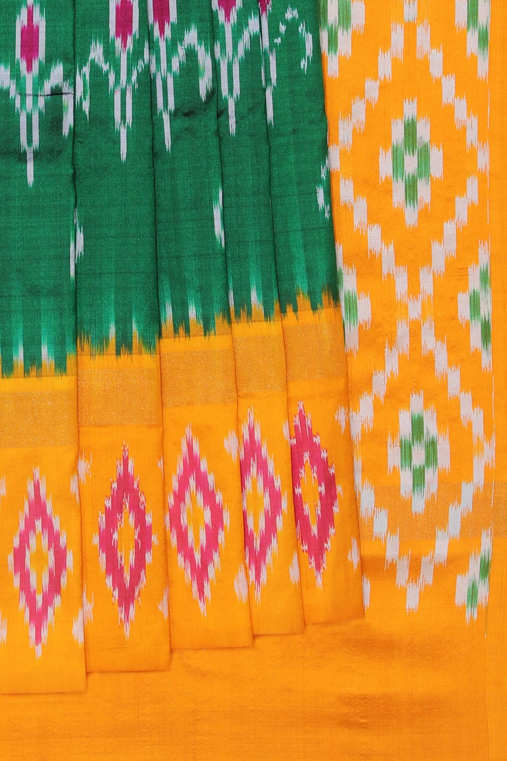 Pochampally Ikat Silk Green Saree