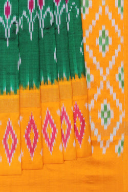 Image of Pochampally Ikat Silk Green Saree