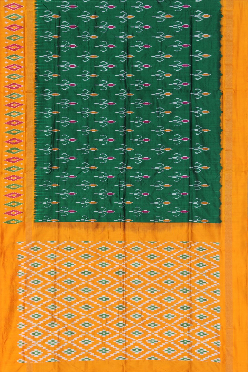 Pochampally Ikat Silk Green Saree