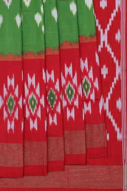 Image of Pochampally Ikat Silk Green Saree