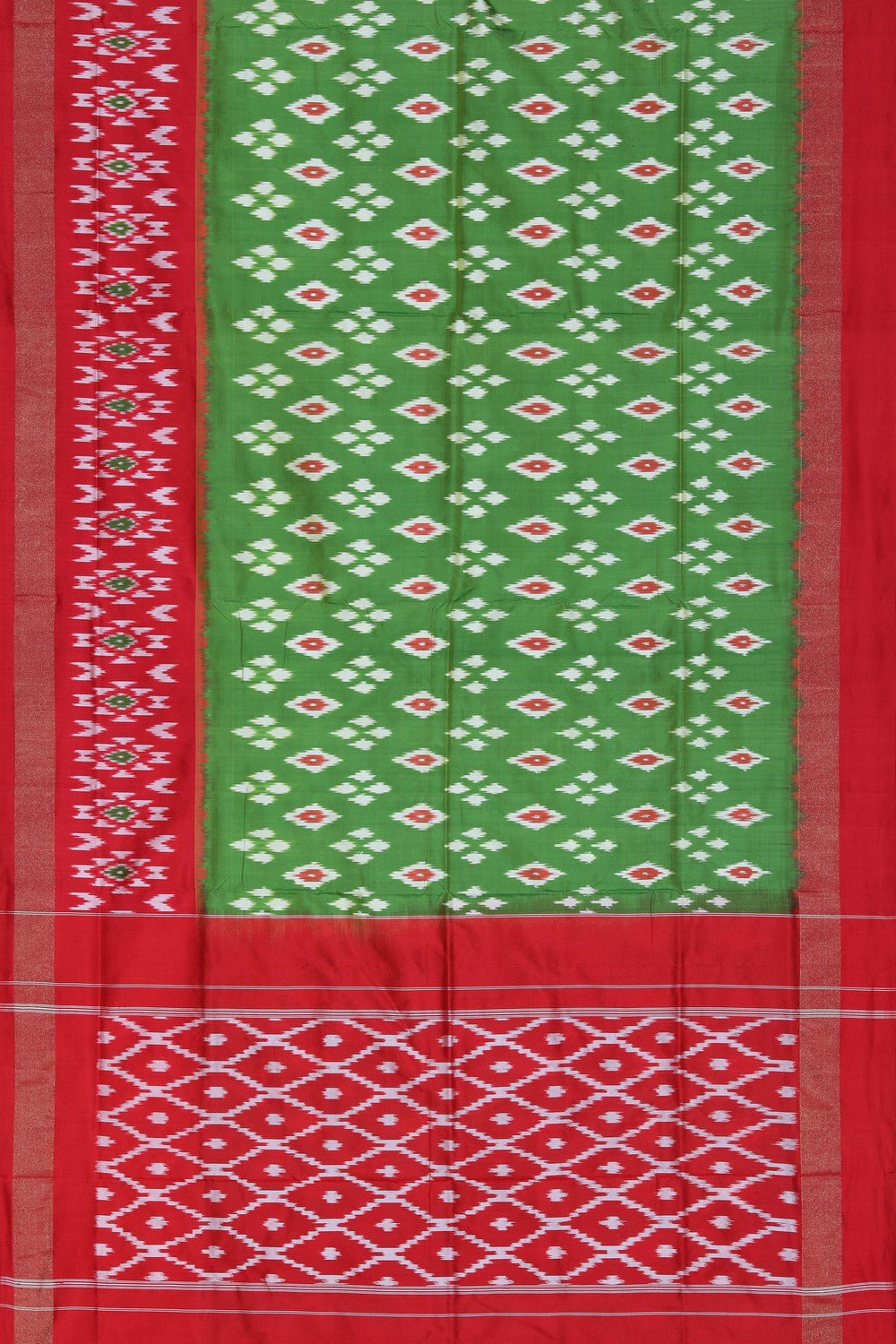 Image of Pochampally Ikat Silk Green Saree