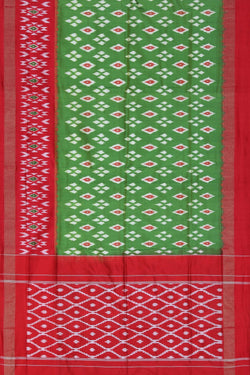 Image of Pochampally Ikat Silk Green Saree