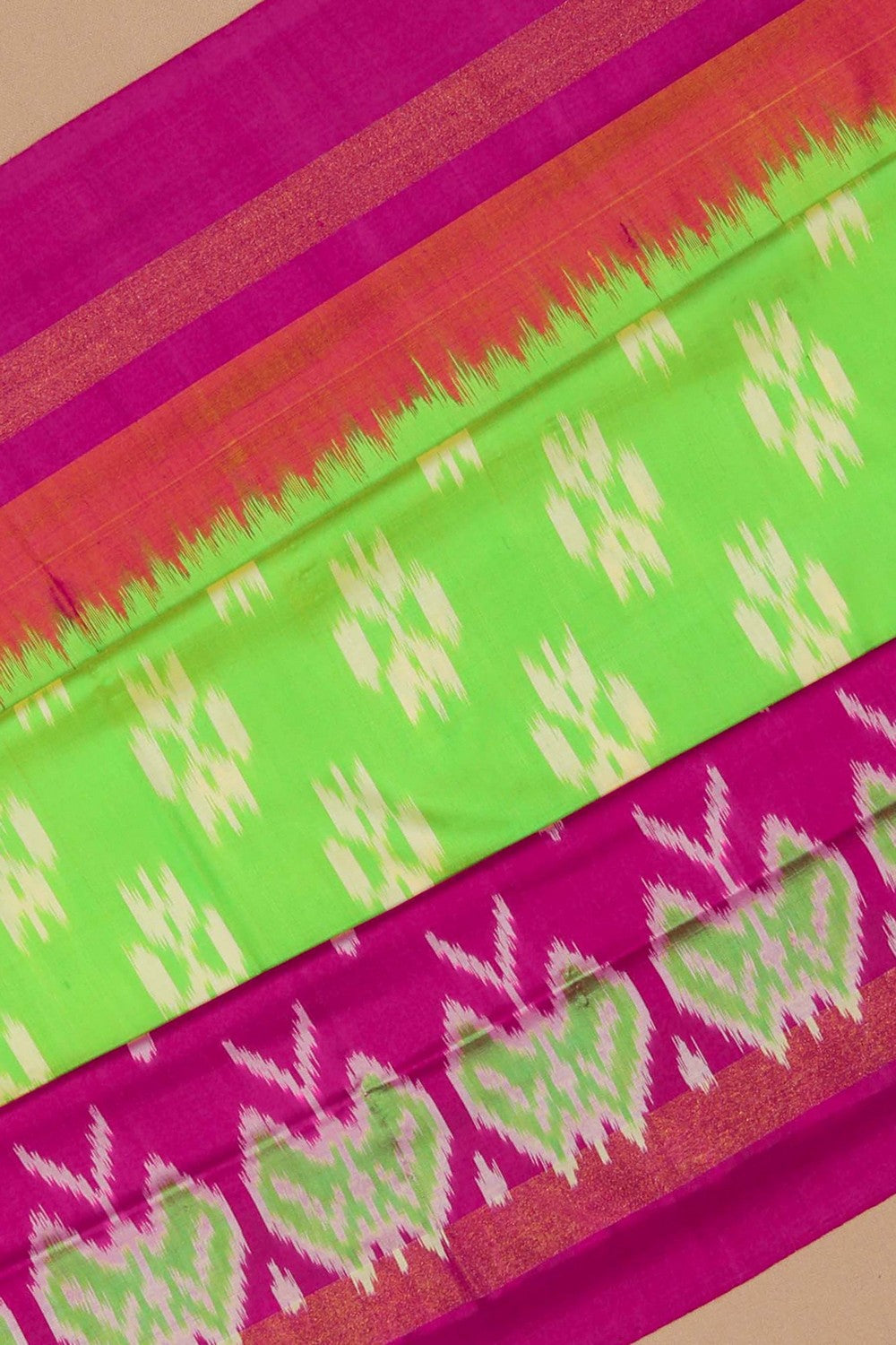Image of Pochampally Ikat Silk Green Saree