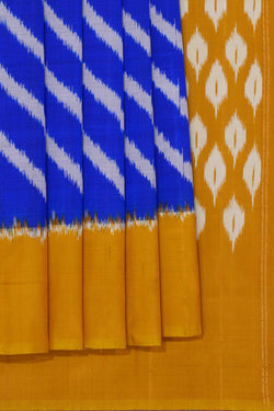 Image of Pochampally Ikat Silk Royal Blue Saree