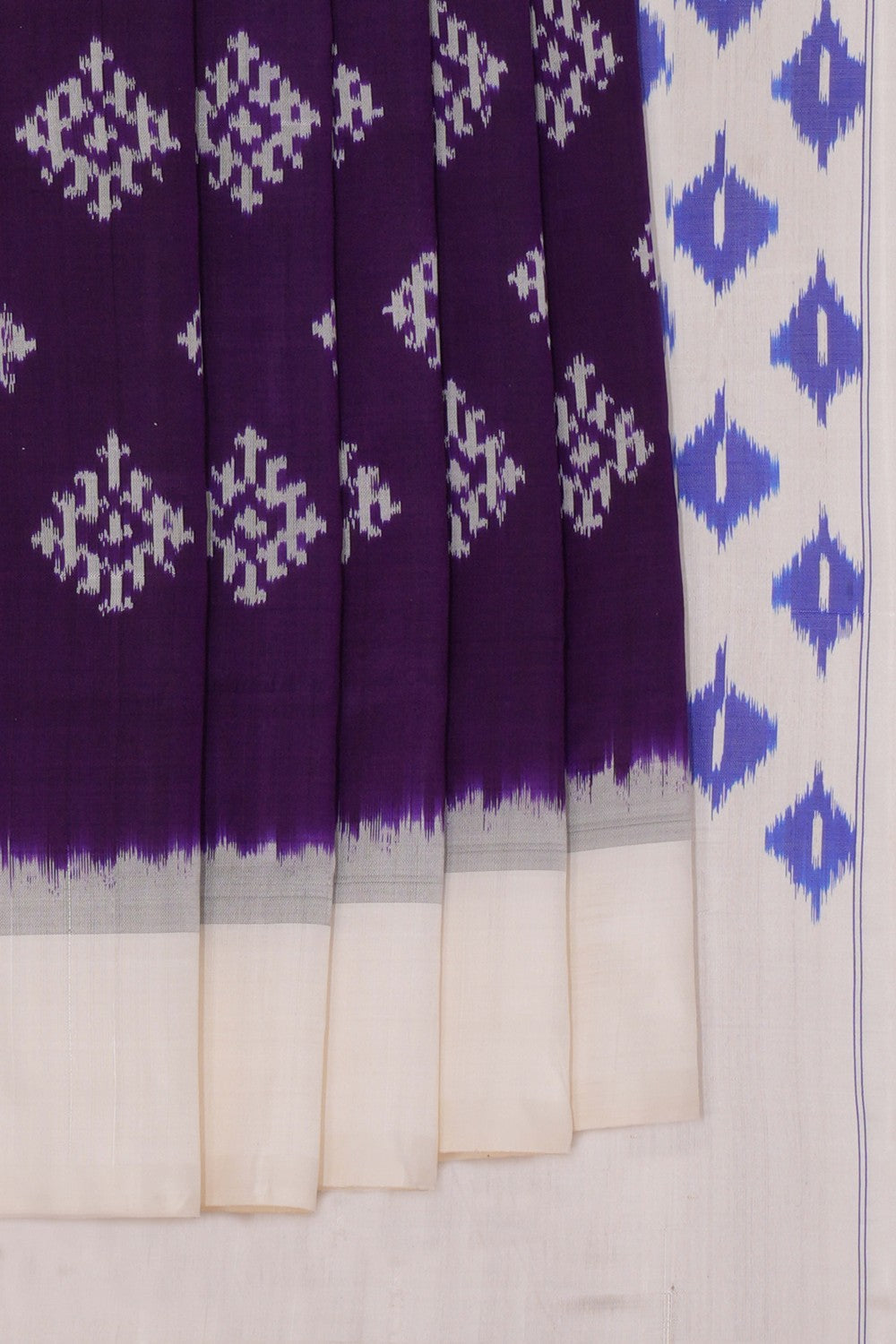 Pochampally Ikat Silk Violet Saree