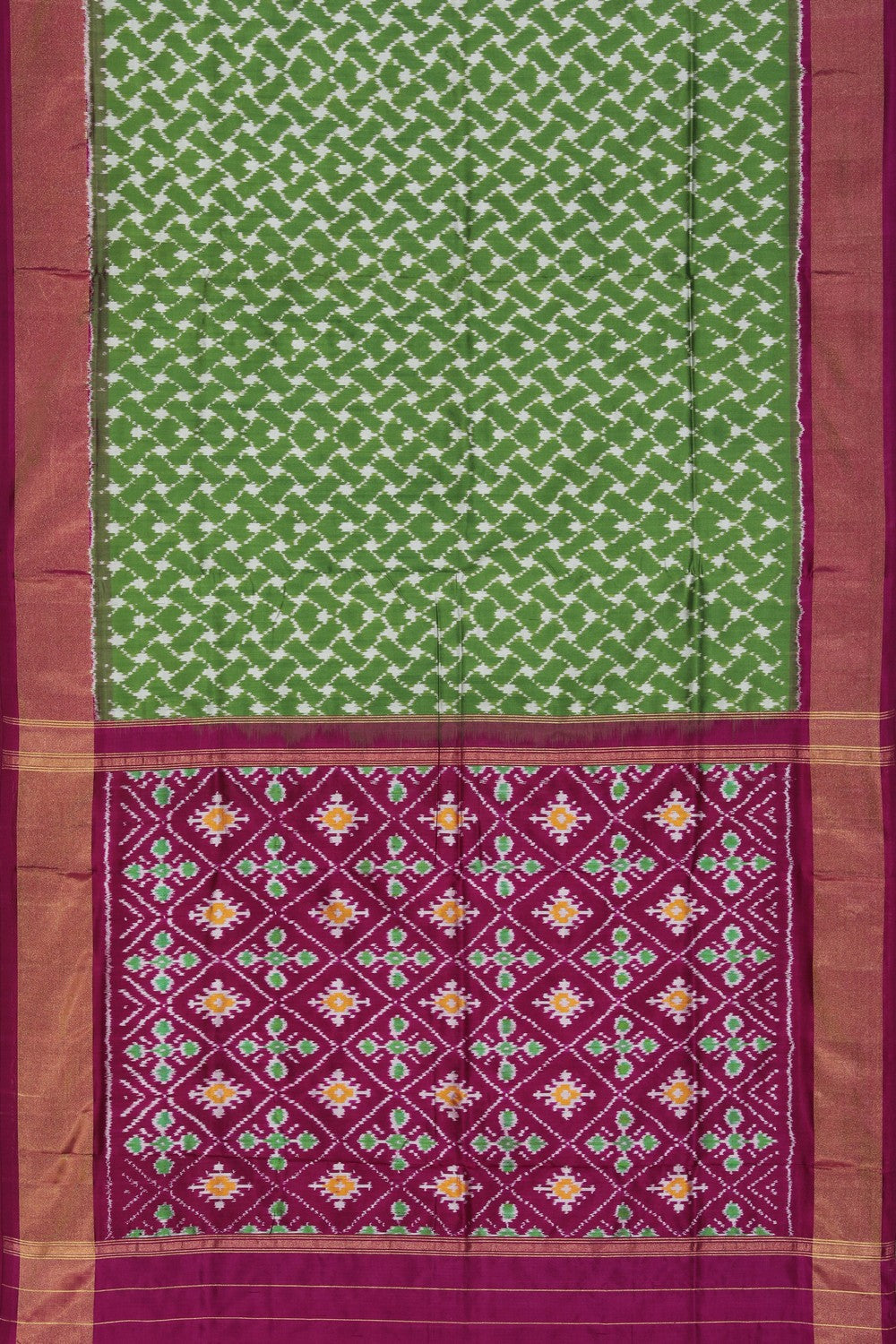 Pochampally Ikat Silk Green Saree