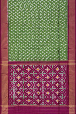 Image of Pochampally Ikat Silk Green Saree