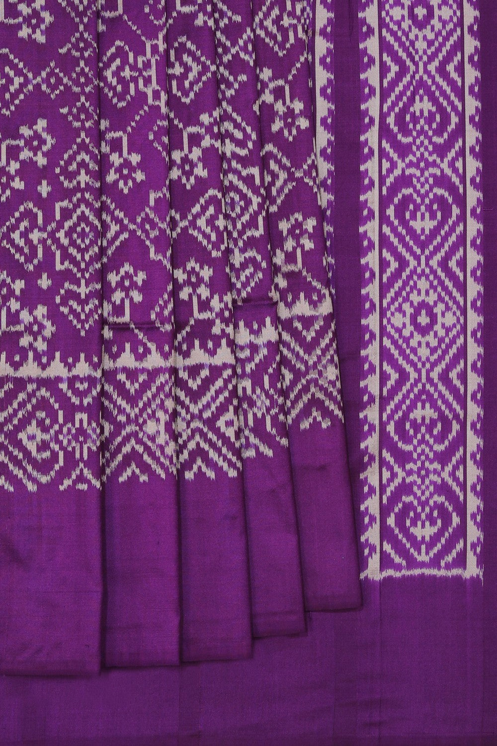 Pochampally Ikat Silk Violet Saree