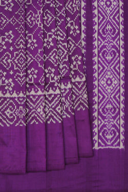 Image of Pochampally Ikat Silk Violet Saree