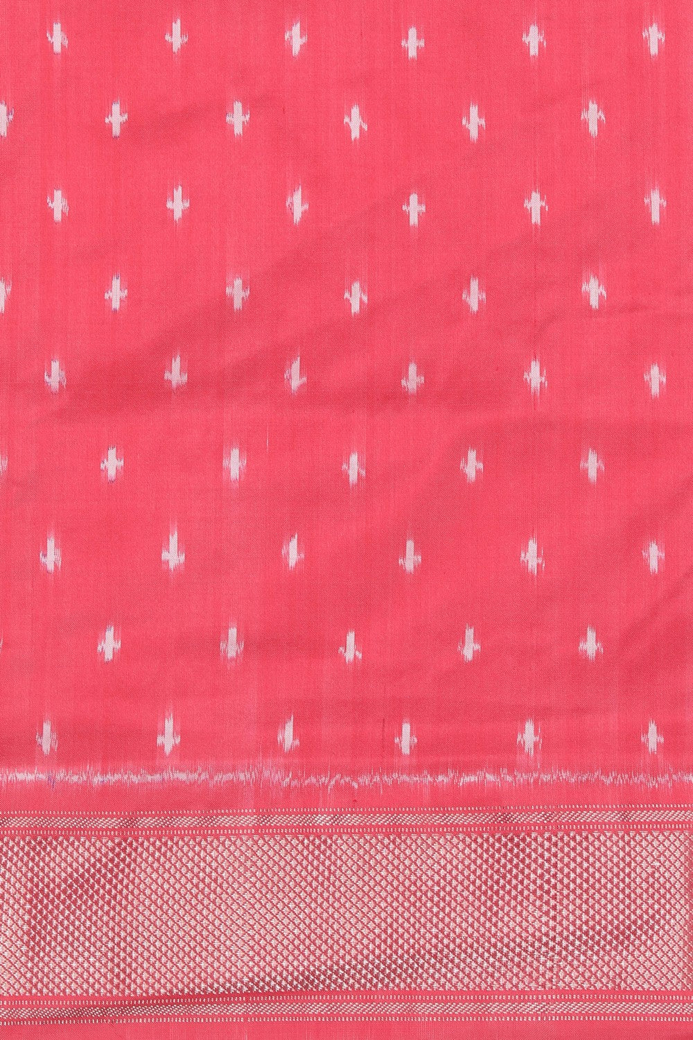 Pochampally Ikat Silk Coral-Pink Saree