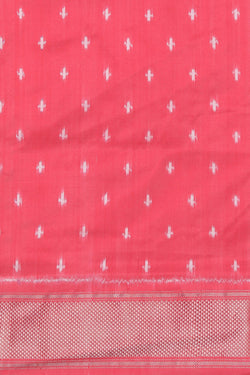 Image of Pochampally Ikat Silk Coral-Pink Saree