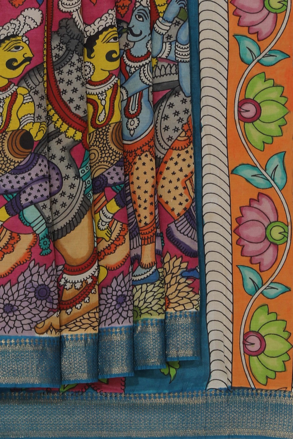 Kalamkari Hand-Painted Silk Saree