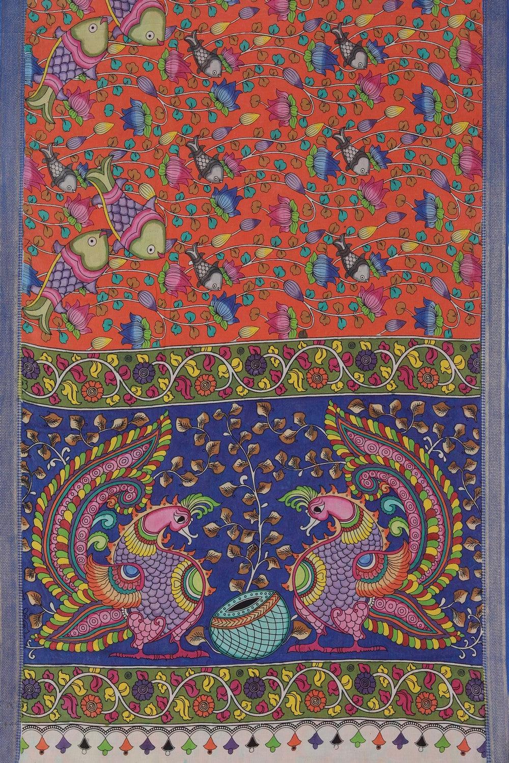 Image of Kalamkari Hand-Painted Silk Saree