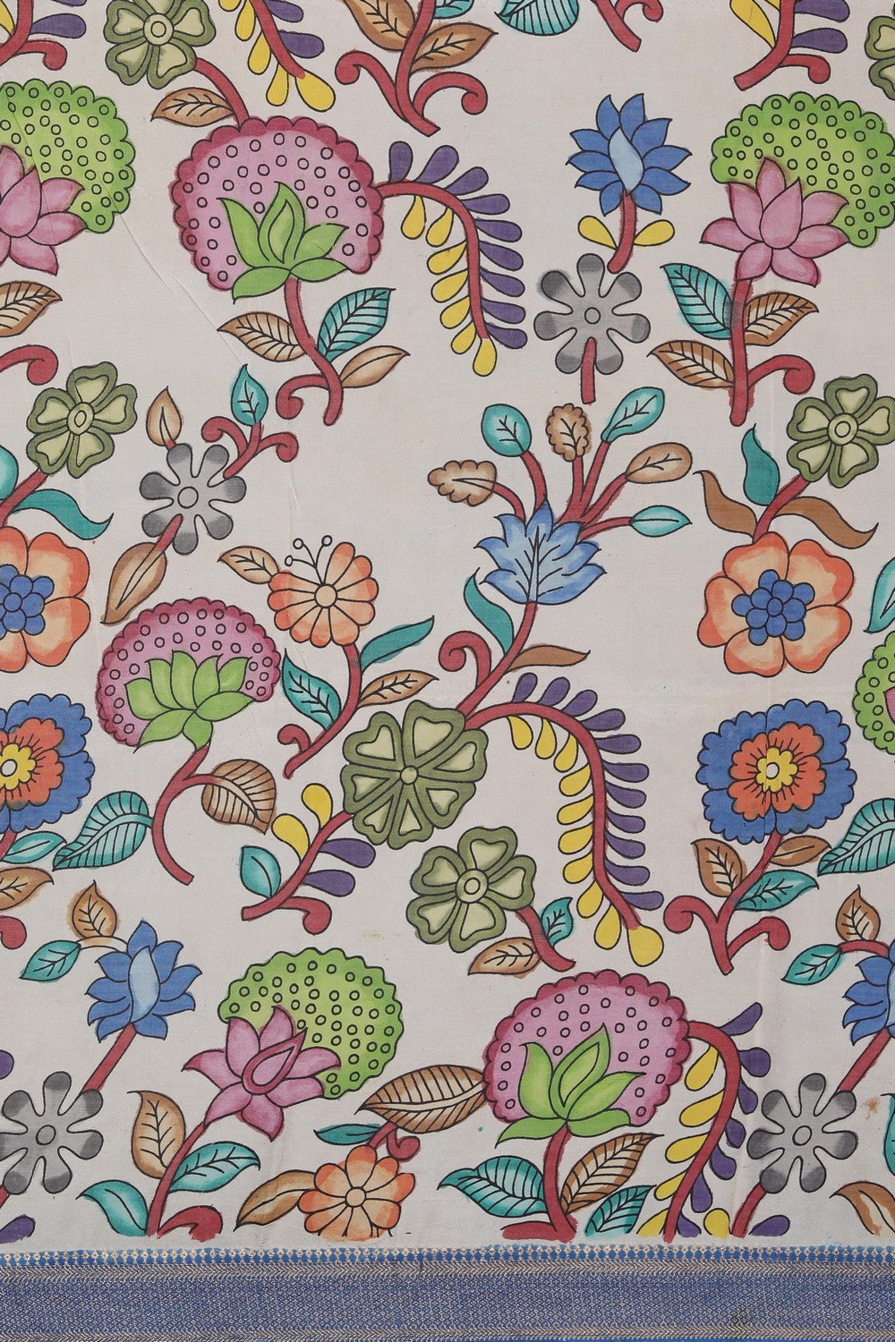 Image of Kalamkari Hand-Painted Silk Saree