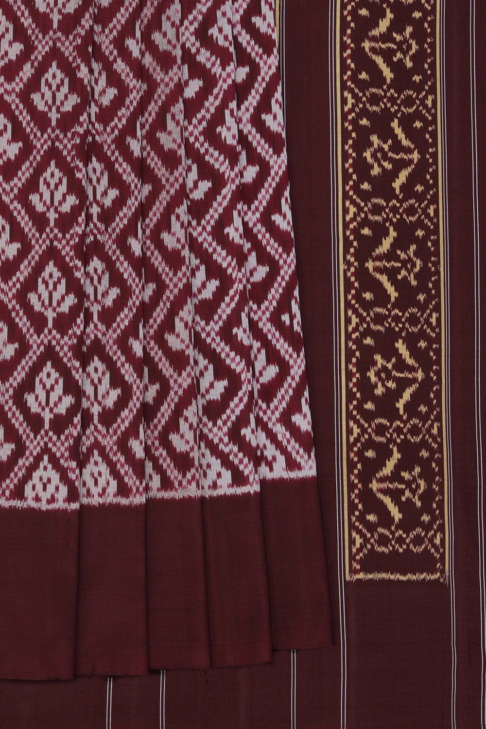 Pochampally Ikat Silk Maroon Saree