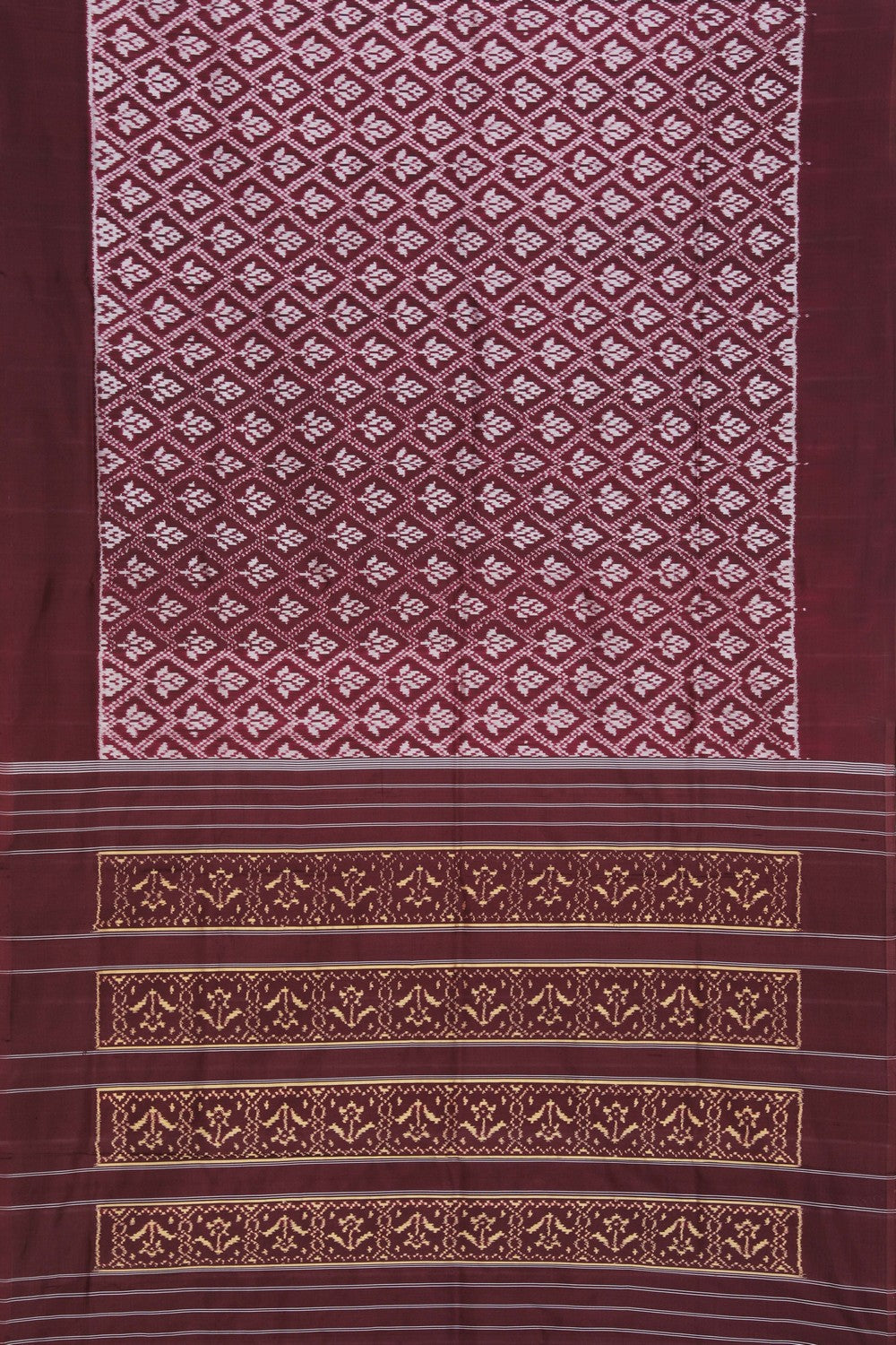 Pochampally Ikat Silk Maroon Saree