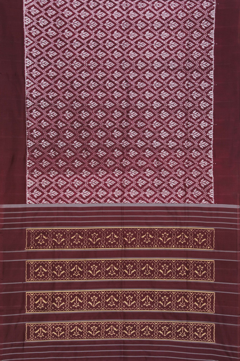 Image of Pochampally Ikat Silk Maroon Saree