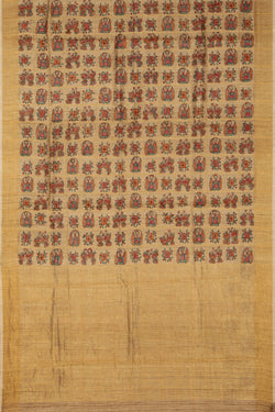 Image of Madhubani Tussar Silk Beige Saree
