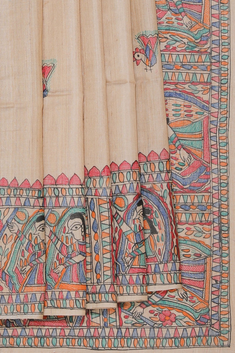 Image of Madhubani Hand-Painted Saree