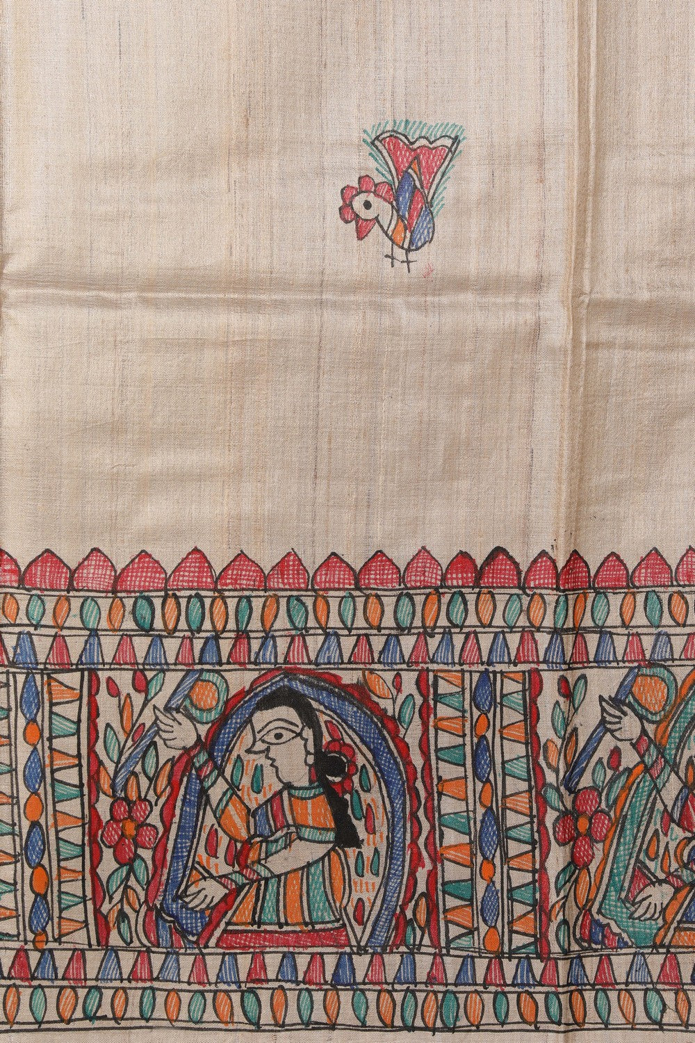 Image of Madhubani Hand-Painted Saree