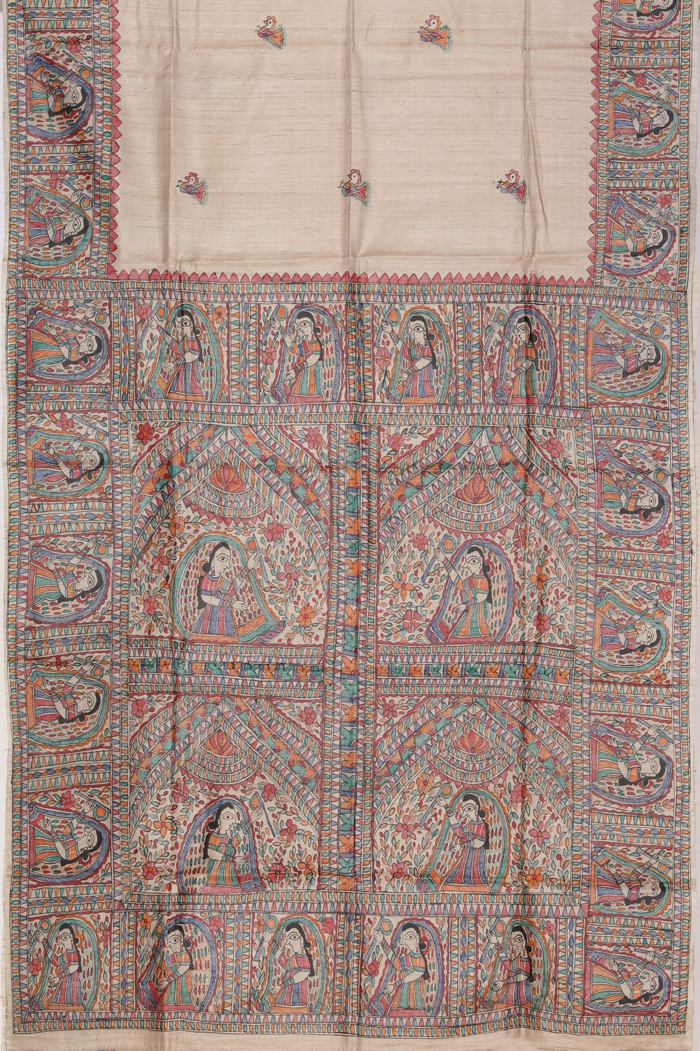 Image of Madhubani Hand-Painted Saree