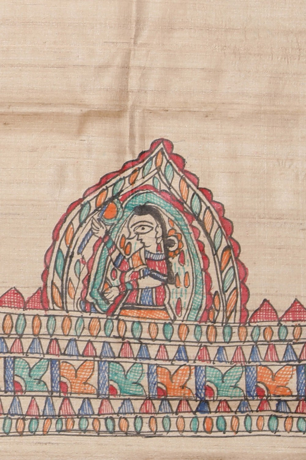 Image of Madhubani Hand-Painted Saree