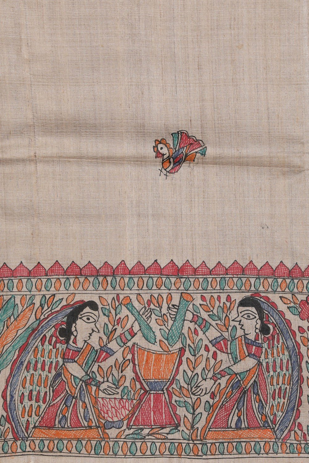 Image of Madhubani Hand-Painted Saree