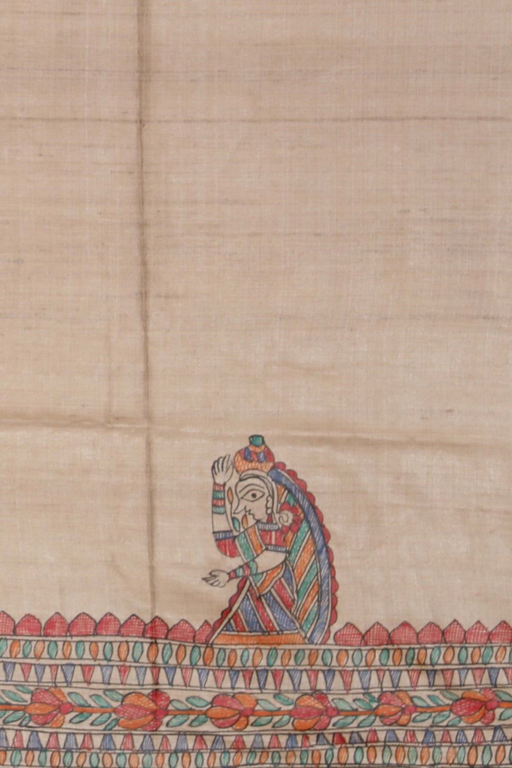Image of Madhubani Hand-Painted Saree