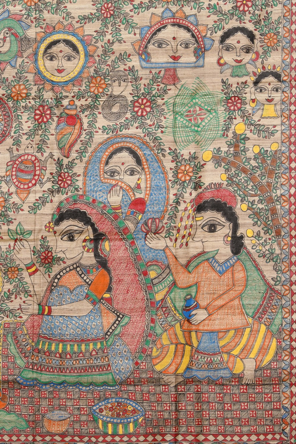 Madhubani Hand-Painted Saree