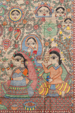 Image of Madhubani Hand-Painted Saree