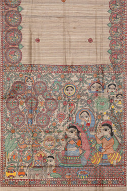 Image of Madhubani Hand-Painted Saree