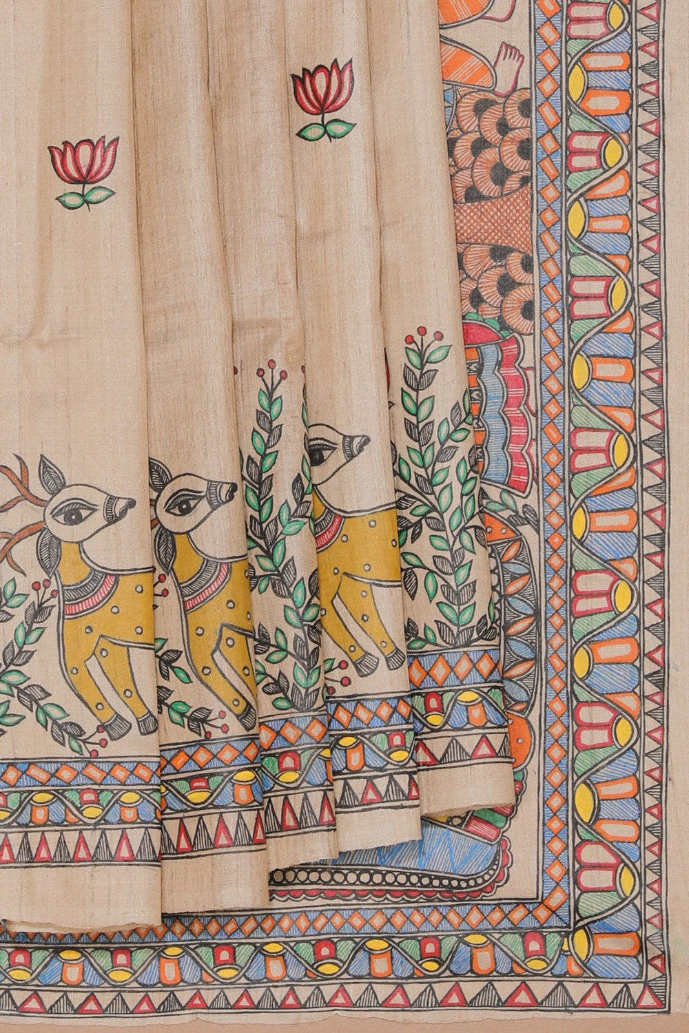 Madhubani Hand-Painted Saree