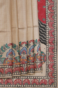 Image of Madhubani Hand-Painted Saree